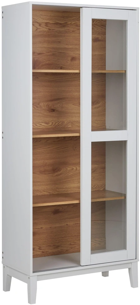 Beliani Vitrina su stiklinėmis durelėmis RUMSON 80 cm, balta