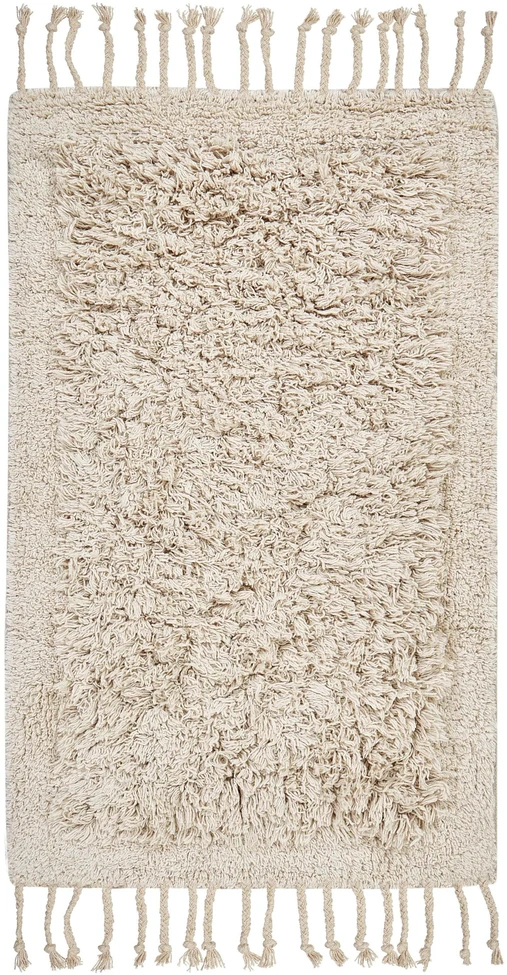 Beliani Vonios kambario kilimėlis OLTAN smėlio spalvos 50 x 80 cm medvilninis