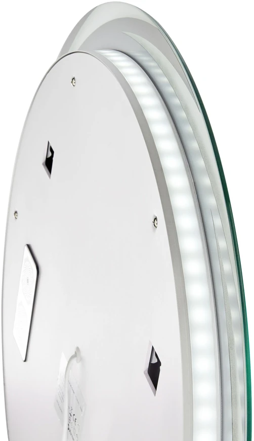 Beliani Vonios kambario veidrodis su LED apšvietimu TANAY 60 cm 60 cm su įmontuotu Bluetooth garsiakalbiu sidabrinis
