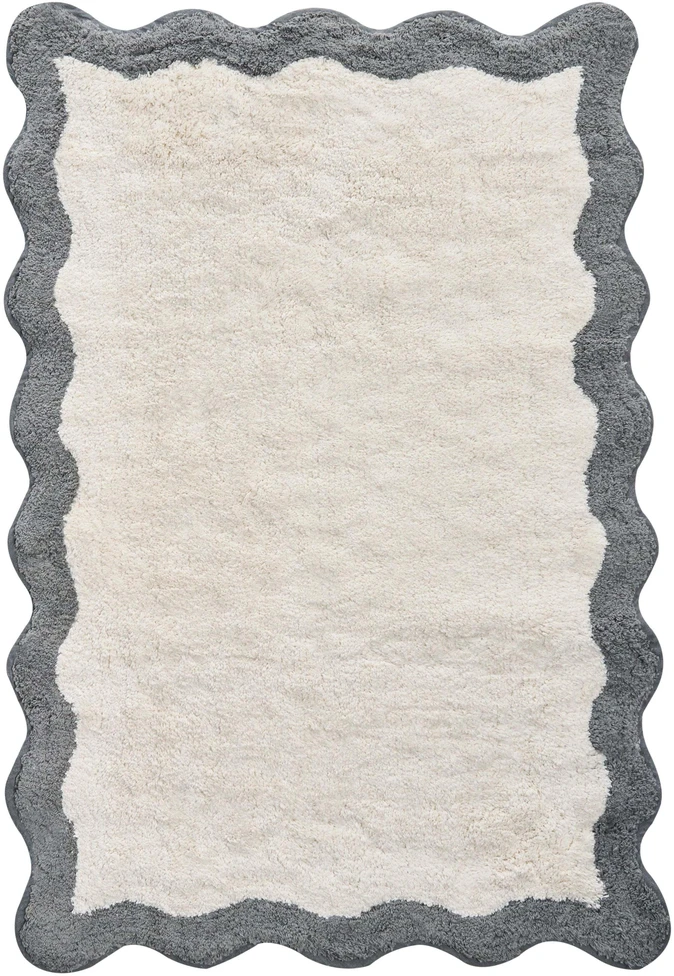 Beliani Vonios kilimėlis NANGAL pilkas / smėlio spalvos 60 x 90 cm Medvilnė