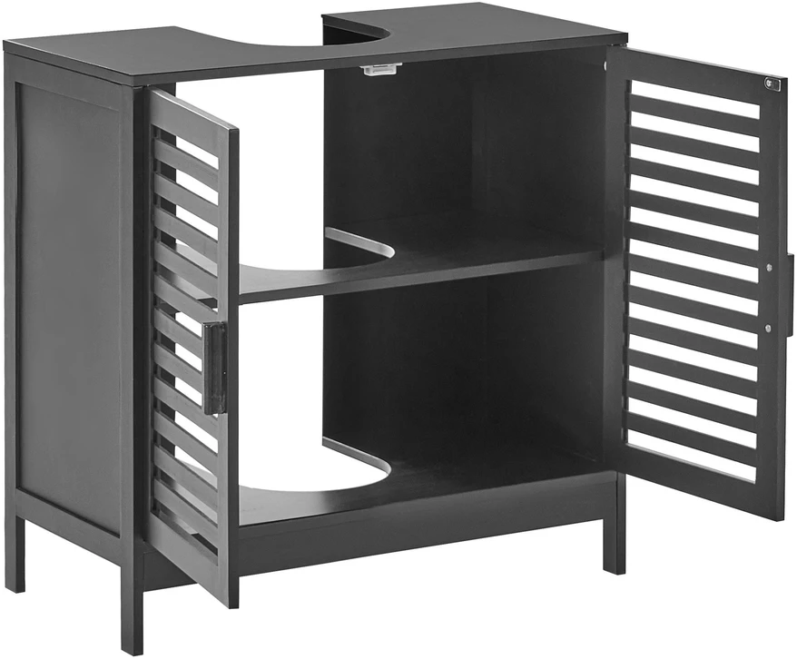 Beliani Vonios spintelė po praustuvu MISSOULA bambuko 60 cm juoda