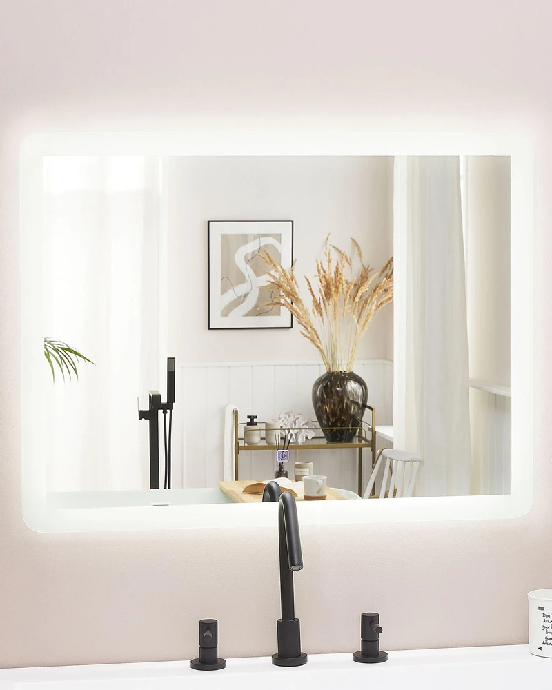 Beliani Vonios veidrodis LED CORROY 80 cm 60 cm Sidabrinis
