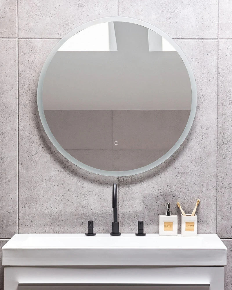 Beliani Vonios veidrodis LED DEAUVILLE 79 cm 79 cm sidabrinis