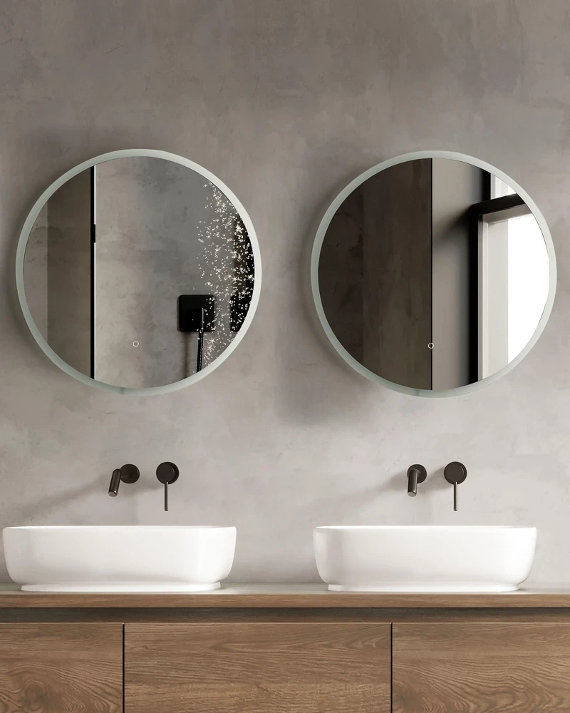 Beliani Vonios veidrodis LED DEAUVILLE 79 cm 79 cm sidabrinis