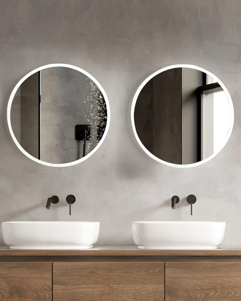 Beliani Vonios veidrodis LED DEAUVILLE 79 cm 79 cm sidabrinis
