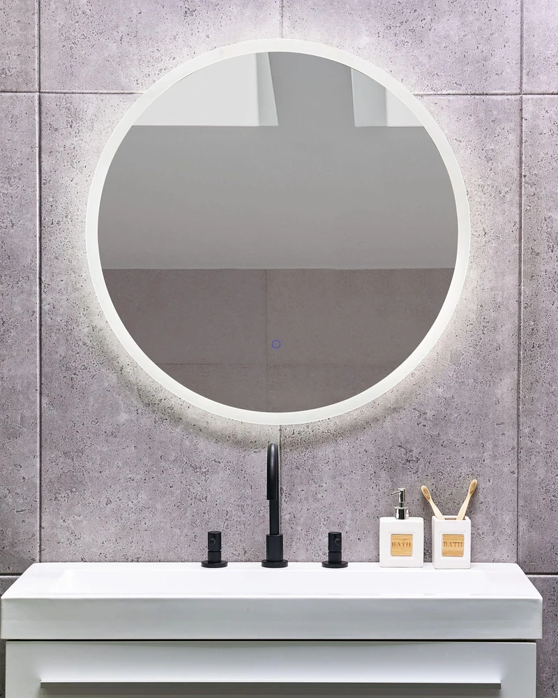 Beliani Vonios veidrodis LED DEAUVILLE 79 cm 79 cm sidabrinis