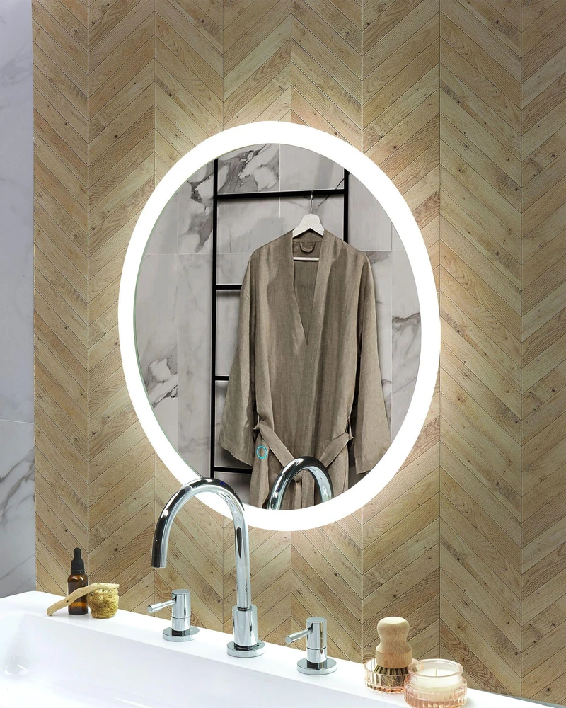 Beliani Vonios veidrodis su LED apšvietimu YSER 58 cm sidabrinės spalvos