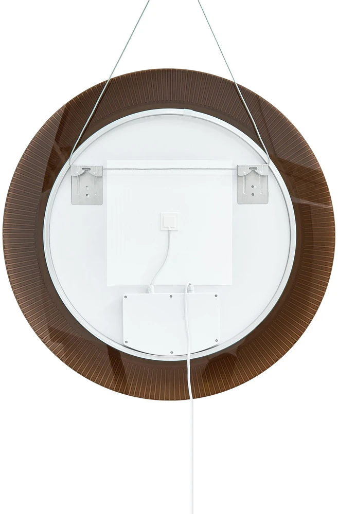 Beliani Vonios veidrodis su LED apšvietimu BESBE 80 cm 80 cm ruda