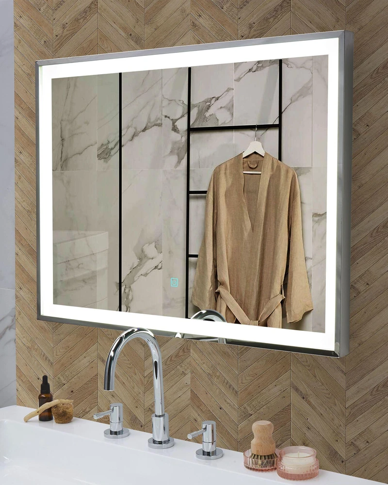 Beliani Vonios veidrodis su LED apšvietimu ARGENS 80 cm 60 cm sidabrinis