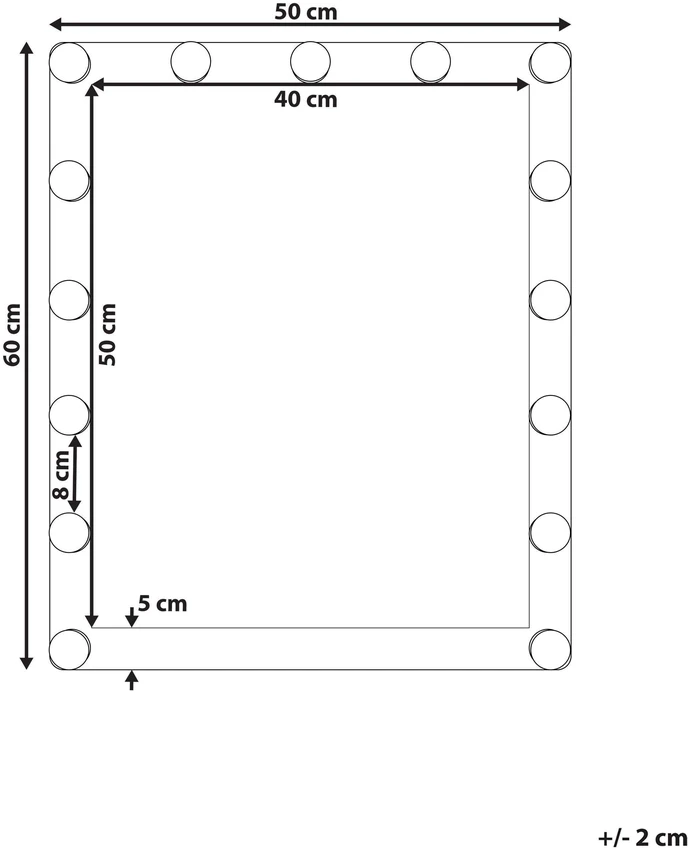 Beliani Vonios veidrodis su LED apšvietimu ODENAS 50 x 60 cm, juodas