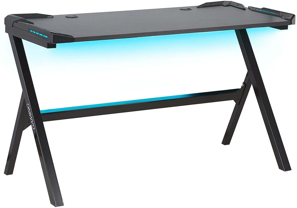 Beliani Žaidimų stalas DANVERS juodas 120 cm 60 cm RGB LED