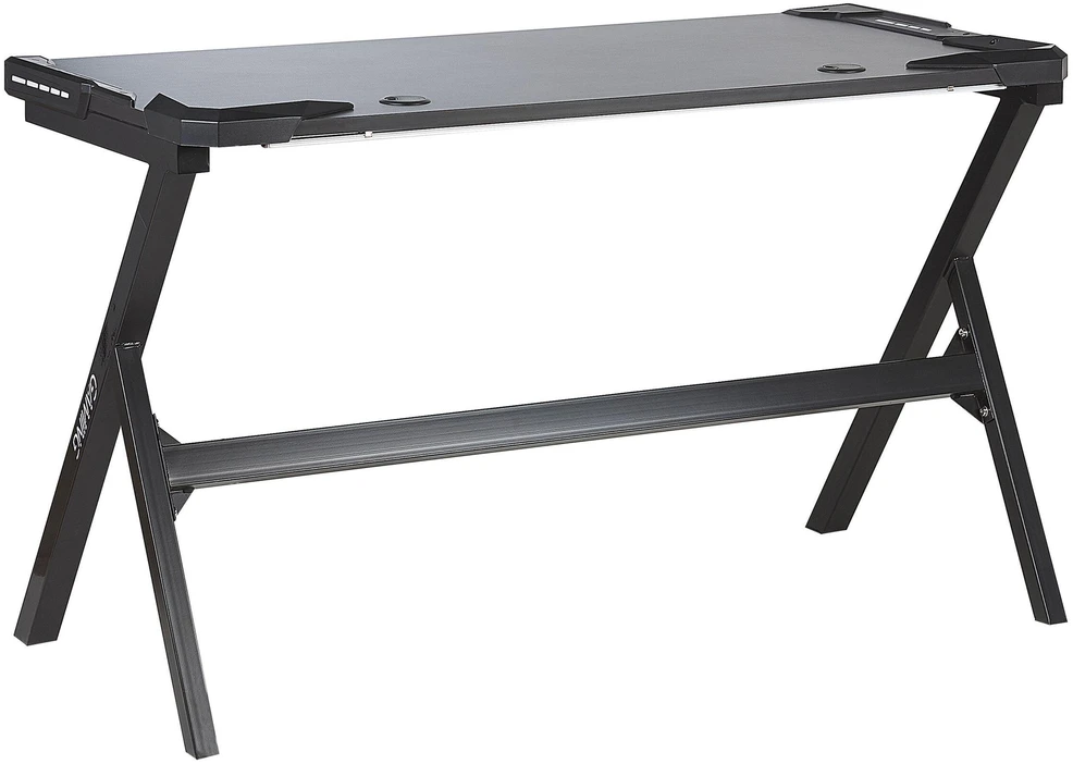 Beliani Žaidimų stalas DANVERS juodas 120 cm 60 cm RGB LED