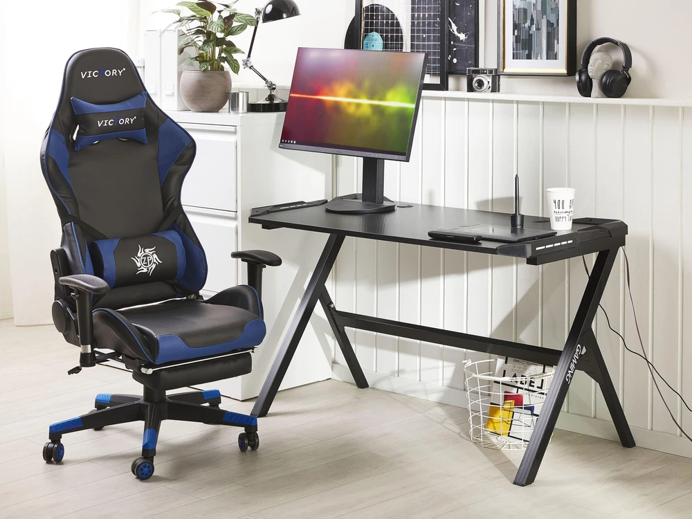 Beliani Žaidimų stalas DANVERS juodas 120 cm 60 cm RGB LED