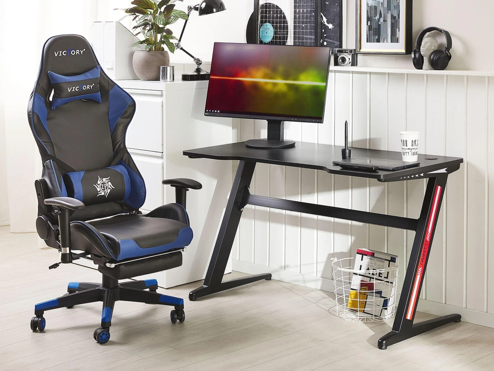 Beliani Žaidimų stalas DARFUR juodas 120 cm 60 cm RGB LED