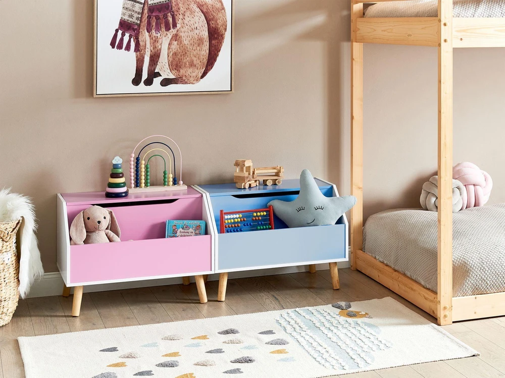 Beliani Žaislų dėžė CASPER 43 cm rausva