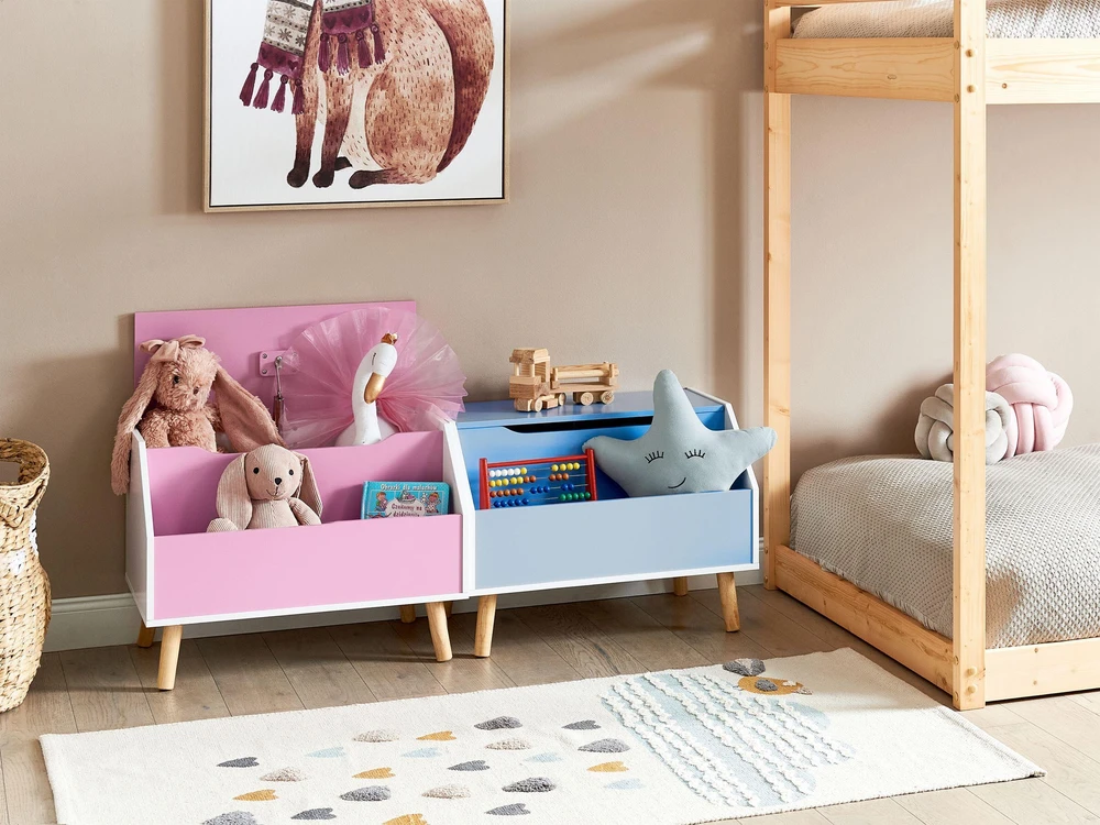 Beliani Žaislų dėžė CASPER 43 cm rausva
