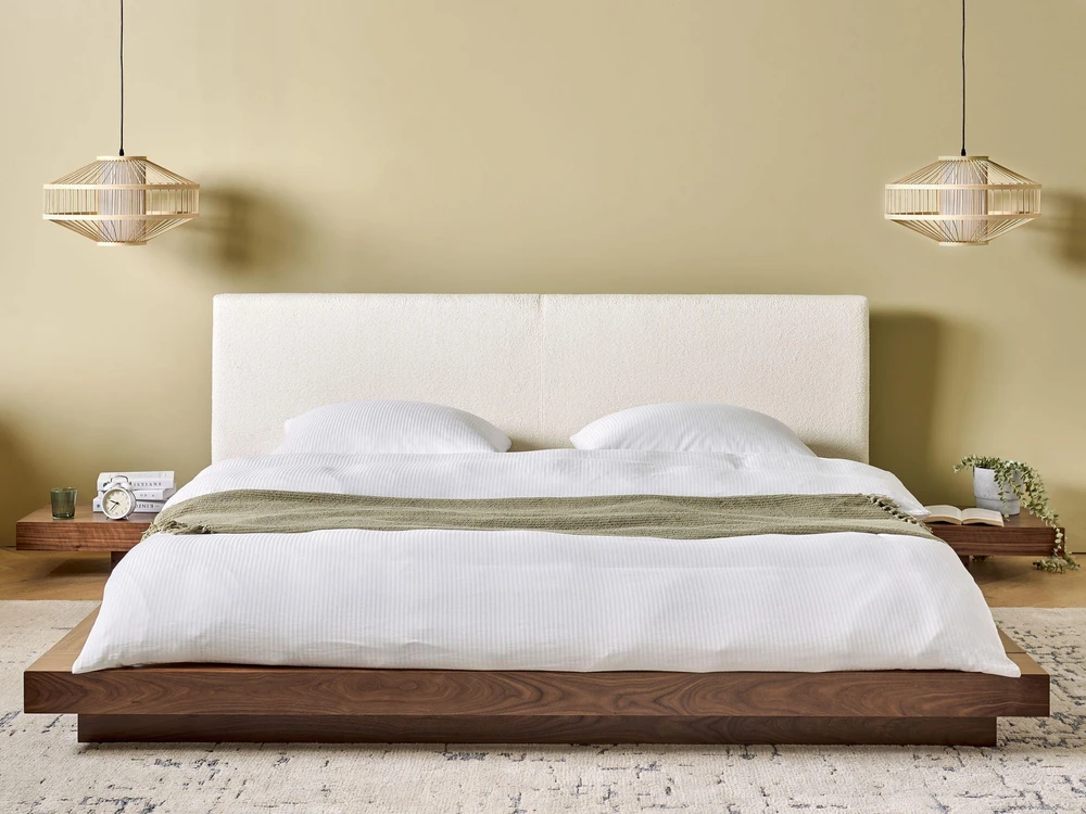 Beliani ZEN 180 x 200 cm LED dvigulė lova, rudas uosio atspalvis
