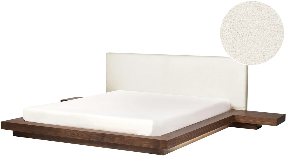 Beliani ZEN 180 x 200 cm LED dvigulė lova, rudas uosio atspalvis