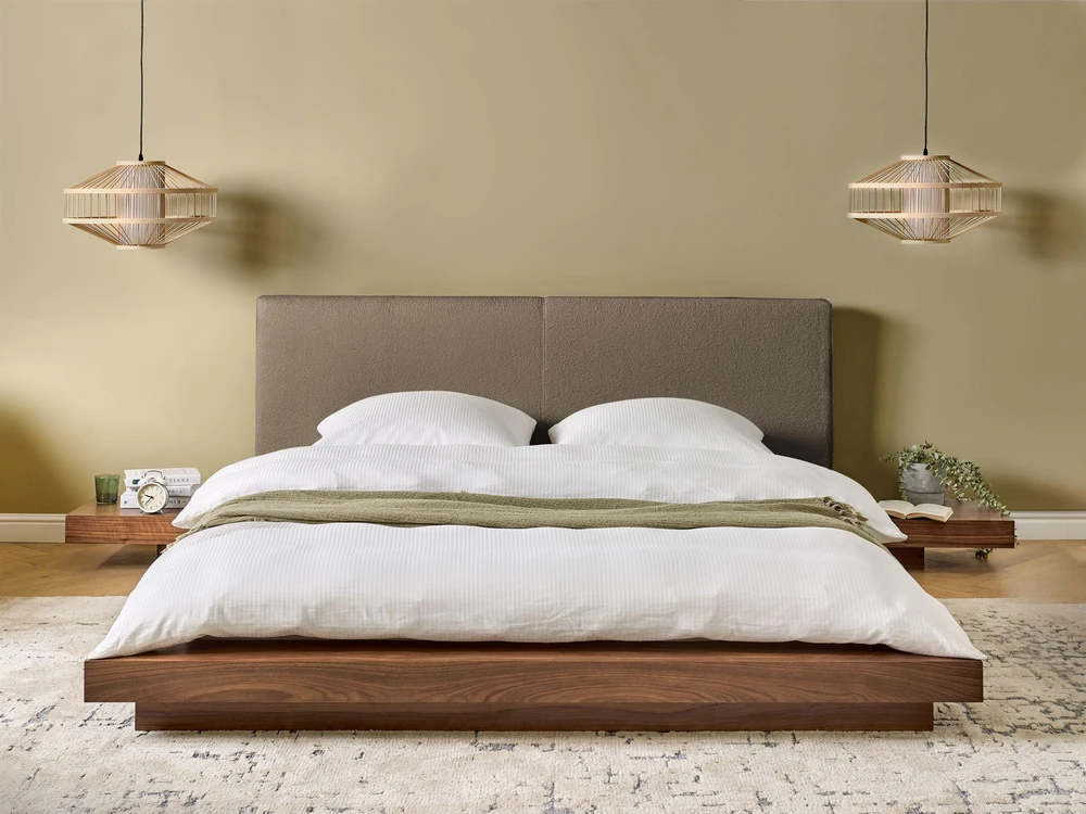 Beliani ZEN LED Boucle lova, 160 x 200 cm, uosio ruda