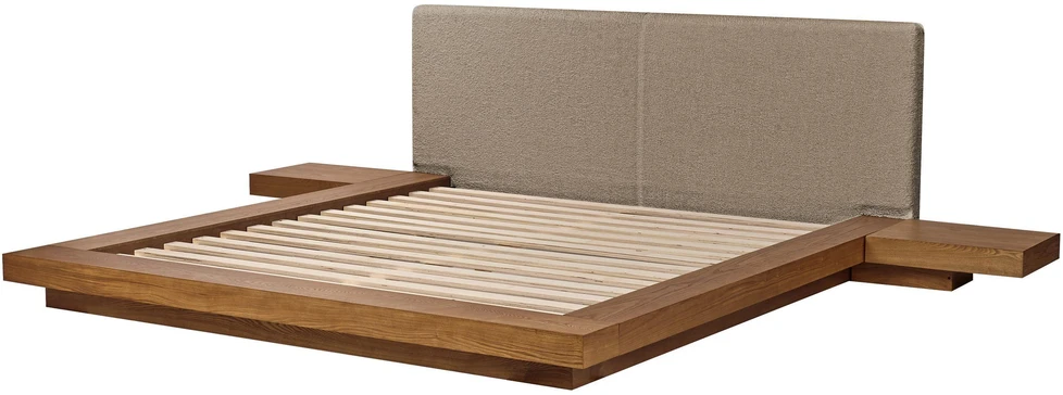 Beliani ZEN LED Boucle lova 180 x 200 cm Natūralus uosis