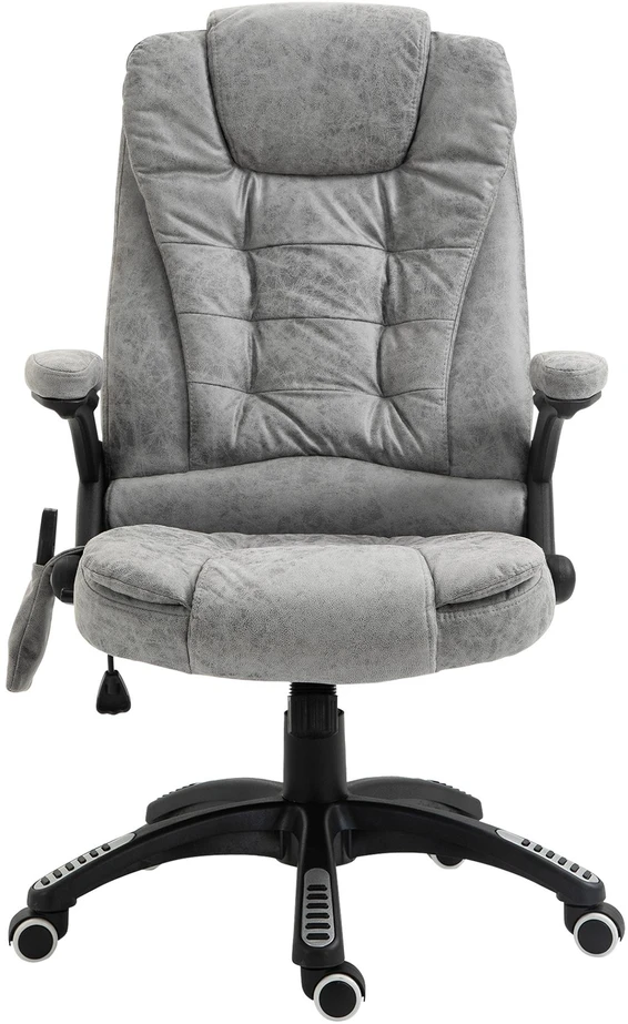 Biuro kėdė Vinsetto su supimosi funkcija, masažinis krėslas su šildymo funkcija, ergonomiškas vadovo krėslas su masažo funkcija, reguliuojamo aukščio, apkrova iki 120 kg, pilka