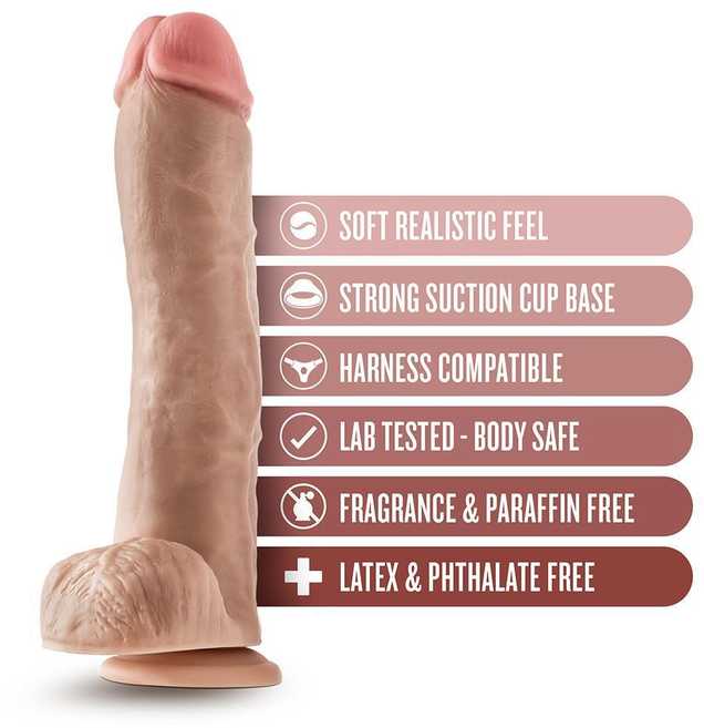 Dreamtoys Blush DR. SKIN MR. SAVAGE 11,5 colių dildo su kamuoliukais, smėlio spalvos