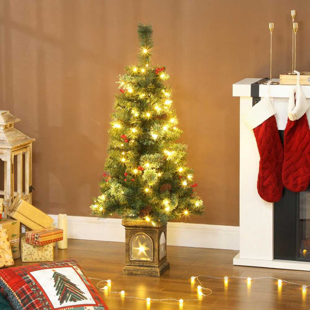 Homcom Dirbtinė kalėdinė eglutė su 100 LED ir 8 apšvietimo režimais, žalia, 120 cm
