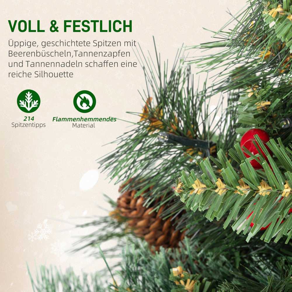 Homcom Dirbtinė kalėdinė eglutė su 100 LED ir 8 apšvietimo režimais, žalia, 120 cm