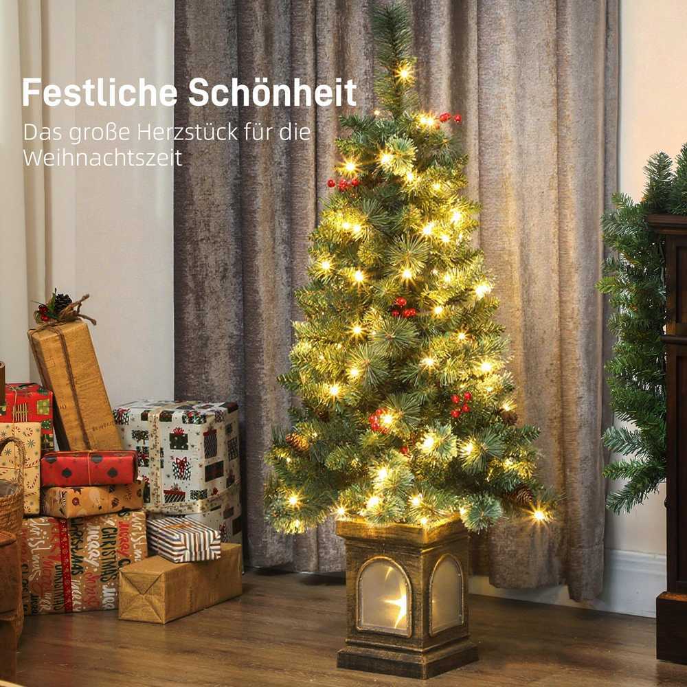 Homcom Dirbtinė kalėdinė eglutė su 100 LED ir 8 apšvietimo režimais, žalia, 120 cm