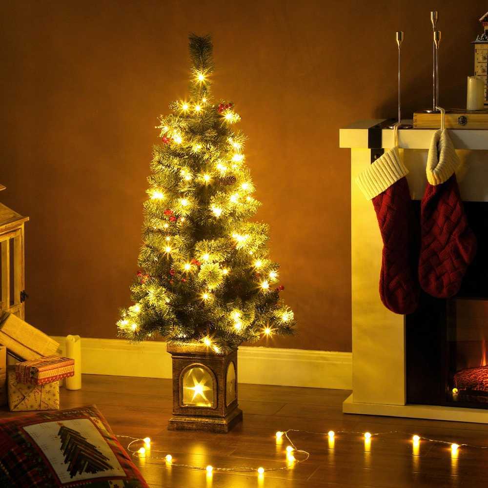 Homcom Dirbtinė kalėdinė eglutė su 100 LED ir 8 apšvietimo režimais, žalia, 120 cm