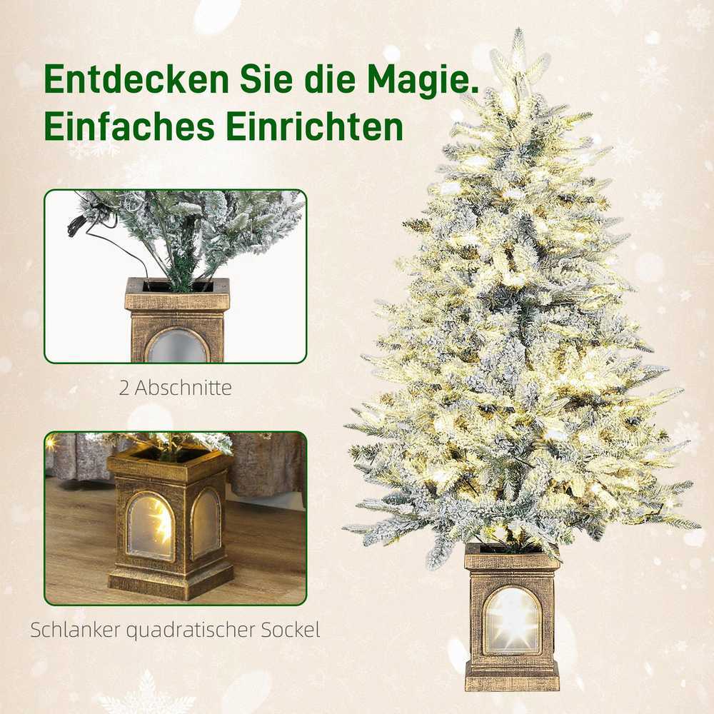 Dirbtinė kalėdinė eglutė, apsnigta, su 100 LED, žalia/balta, 120 cm