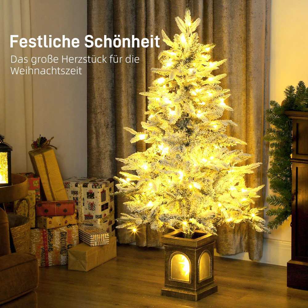 Dirbtinė kalėdinė eglutė, apsnigta, su 100 LED, žalia/balta, 120 cm