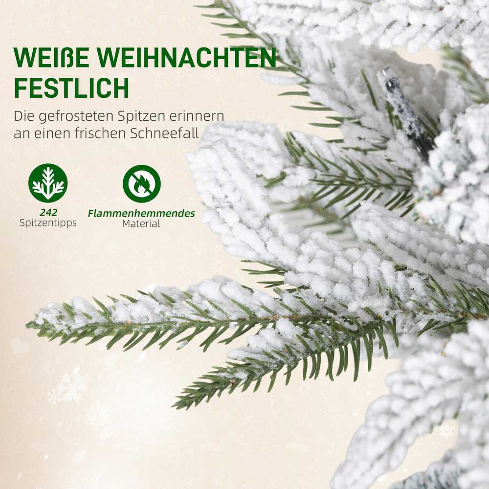 Dirbtinė kalėdinė eglutė, apsnigta, su 100 LED, žalia/balta, 120 cm