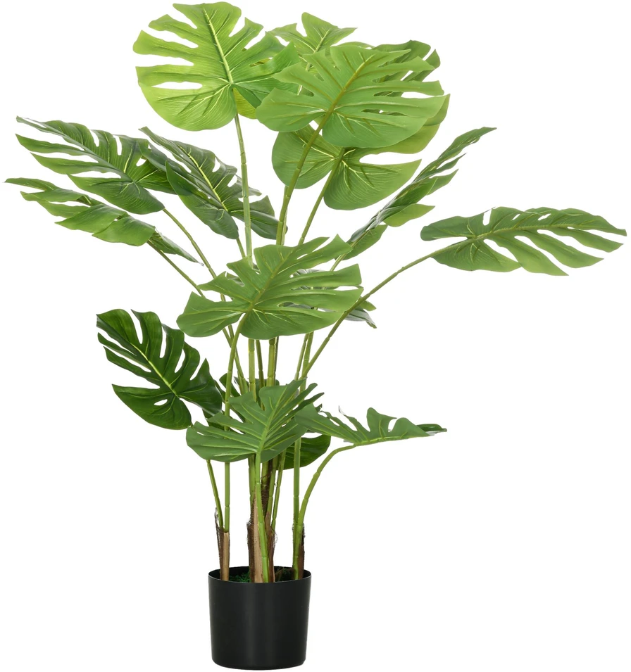 Dirbtinė „Monstera“ gėlė HOMCOM, 120 cm, su vazonu ir PE samanomis, itin tikroviška, svetainei, žalia