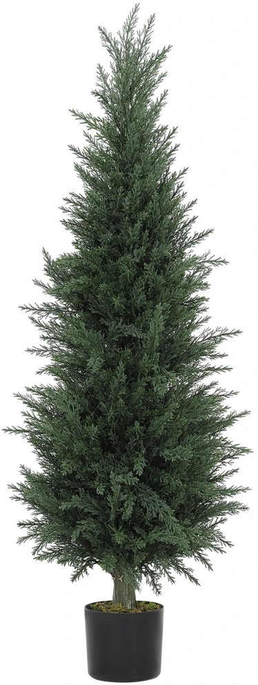 Dirbtinis kiparisas HOMCOM, 120 cm, dirbtinis augalas vazone, atsparus UV spinduliams, tarsi tikras, dekoracija svetainei, miegamajam, biurui, balkonui