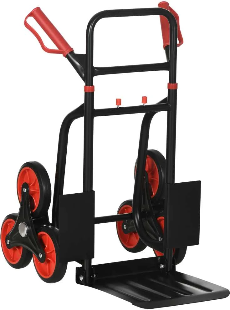 DURHAND laiptų vežimėlis, 150 kg, transportavimo vežimėlis, reguliuojamo aukščio rankena, sulankstomas, plieno, 45 x 60 x 109 cm