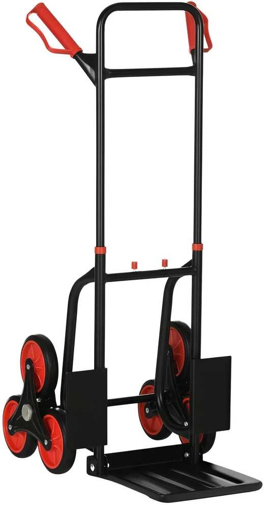 DURHAND laiptų vežimėlis, 150 kg, transportavimo vežimėlis, reguliuojamo aukščio rankena, sulankstomas, plieno, 45 x 60 x 109 cm
