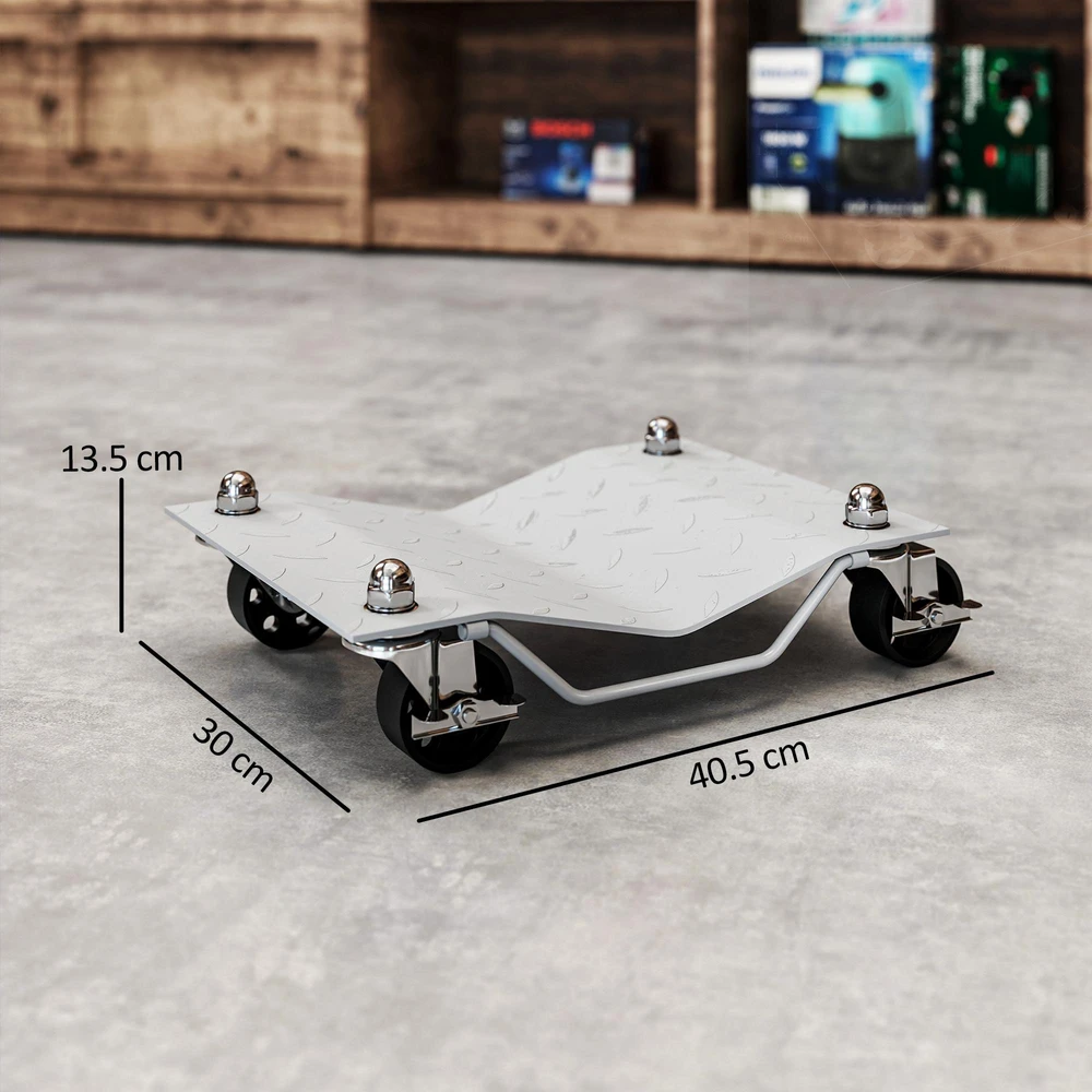 DURHAND automobilio vežimėliai (2 vnt.), manevravimo pagalbinė priemonė ratų keitimui, domkratas su 4 ratukais, pilkas, 40,5x30x13,5 cm