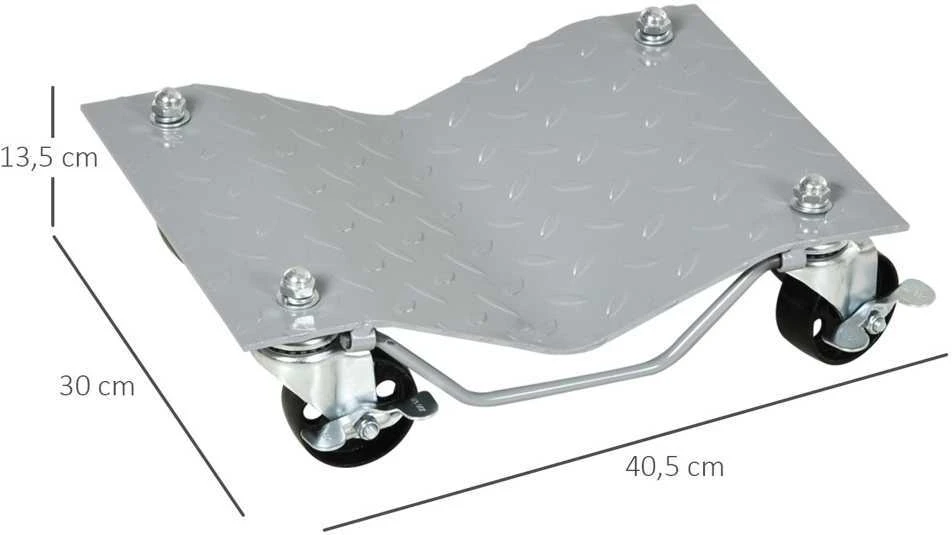 DURHAND automobilio vežimėliai (2 vnt.), manevravimo pagalbinė priemonė ratų keitimui, domkratas su 4 ratukais, pilkas, 40,5x30x13,5 cm