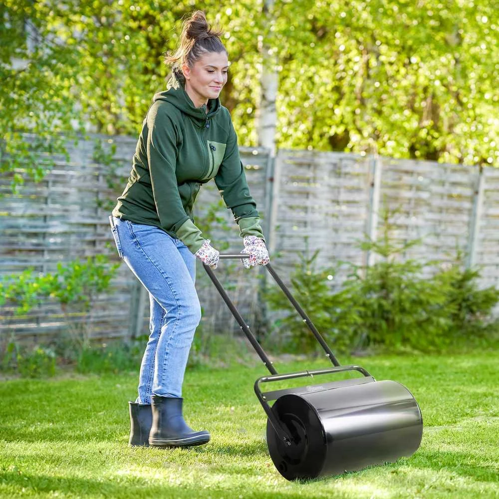 Durhand Outsunny vejos volas su U formos rankena, 32 cm skersmens, 38 l vandens / 62 kg smėlio talpa, metalinis, juodas, 57x32,5x107 cm