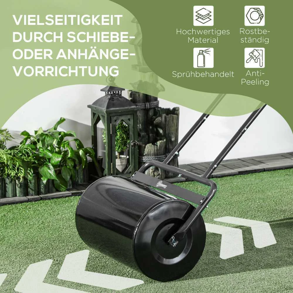 Durhand Outsunny vejos volas su U formos rankena, 32 cm skersmens, 38 l vandens / 62 kg smėlio talpa, metalinis, juodas, 57x32,5x107 cm