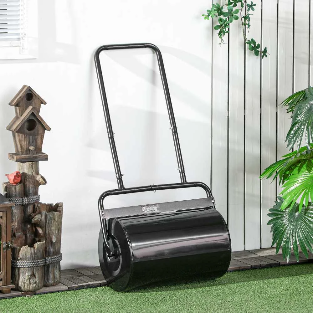 Durhand Outsunny vejos volas su U formos rankena, 32 cm skersmens, 38 l vandens / 62 kg smėlio talpa, metalinis, juodas, 57x32,5x107 cm