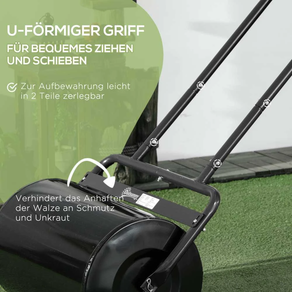 Durhand Outsunny vejos volas su U formos rankena, 32 cm skersmens, 38 l vandens / 62 kg smėlio talpa, metalinis, juodas, 57x32,5x107 cm