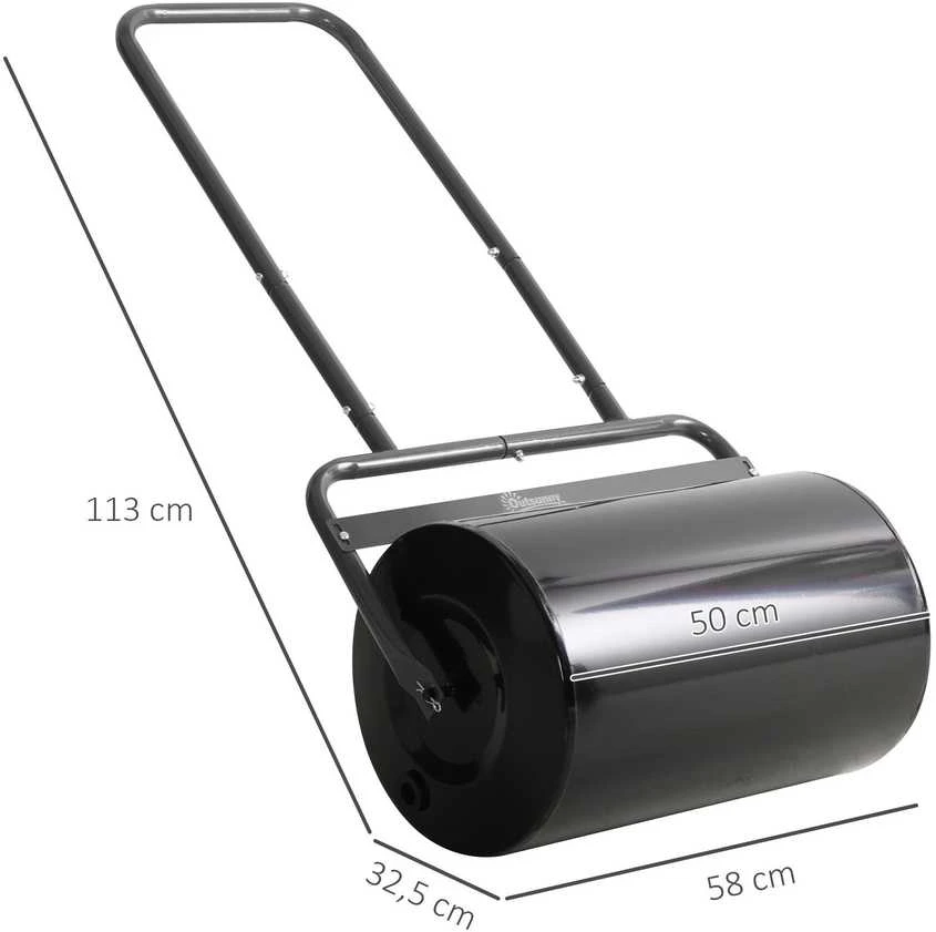 Durhand Outsunny vejos volas su U formos rankena, 32 cm skersmens, 38 l vandens / 62 kg smėlio talpa, metalinis, juodas, 57x32,5x107 cm