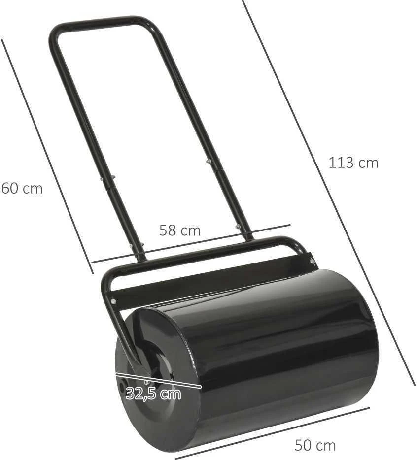 Durhand Outsunny vejos volas su U formos rankena, 32 cm skersmens, 38 l vandens / 62 kg smėlio talpa, metalinis, juodas, 57x32,5x107 cm