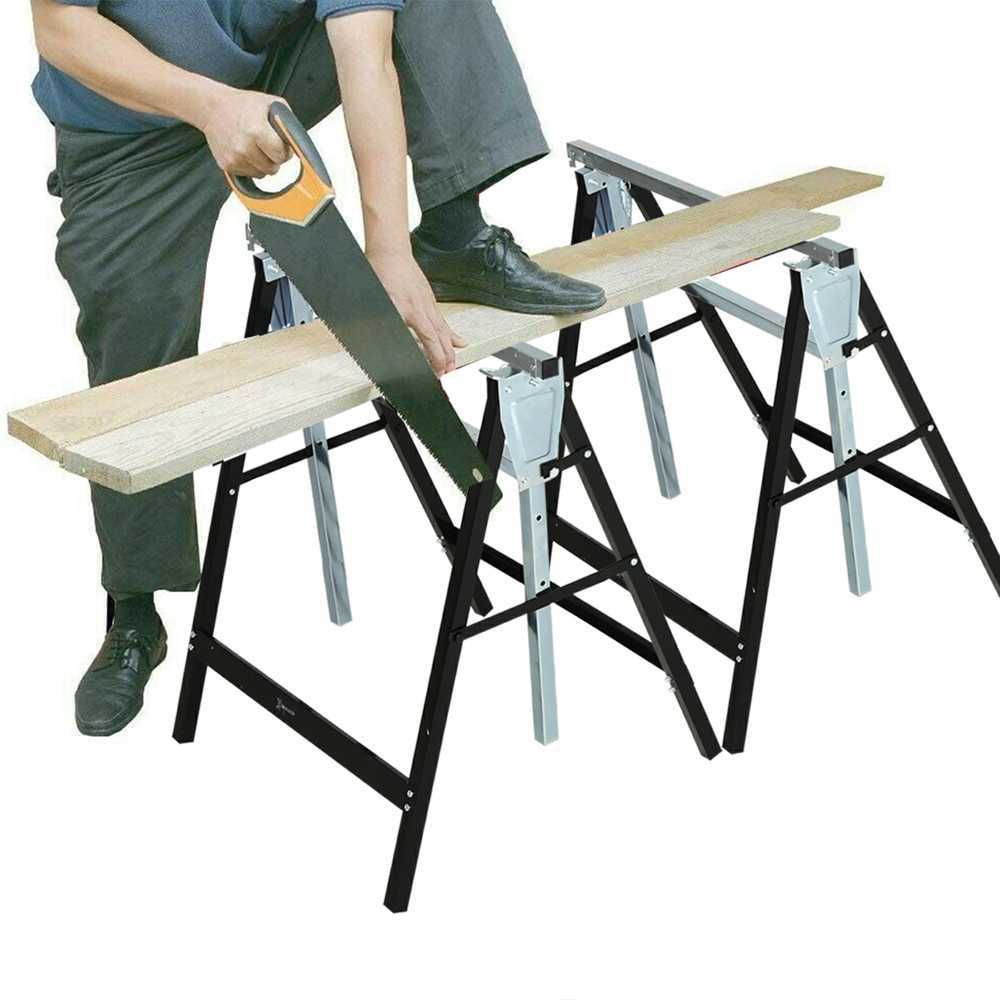 DURHAND pjūklo arklys reguliuojamo aukščio, sulankstomas, metalinis, juodas, 68x56x80-130 cm, iki 200 kg keliamoji galia