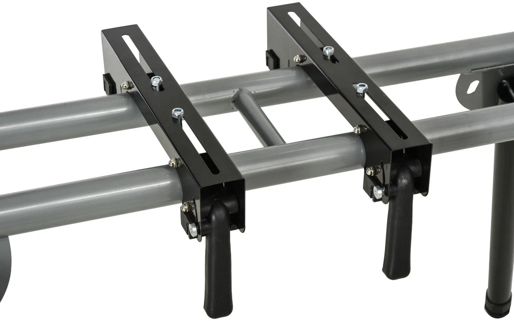 DURHAND skersavimo pjūklo stovas, darbo stalas, juodas+sidabrinis, šoninis prailginimas 123,5-245 cm