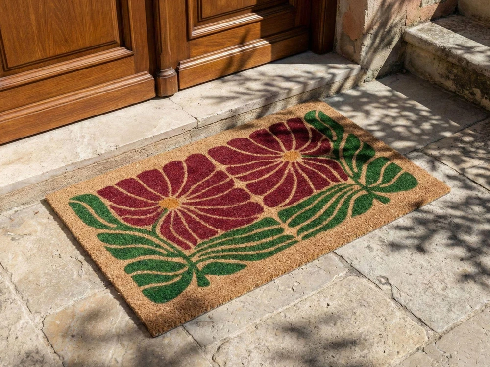 Beliani Durų kilimėlis TANALIAN spalvotas 50 x 80 cm gėlės kokoso pluoštas