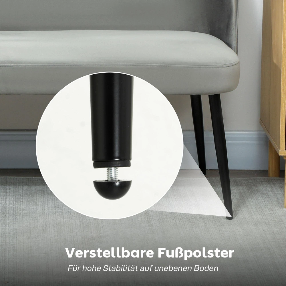 Dvivietė sofa, moderni minkšta sofa su metaliniu ir mediniu rėmu, aksominio audinio apmušalas, pilka
