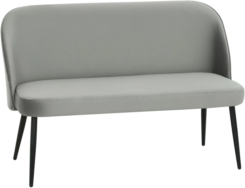 Dvivietė sofa, moderni minkšta sofa su metaliniu ir mediniu rėmu, aksominio audinio apmušalas, pilka